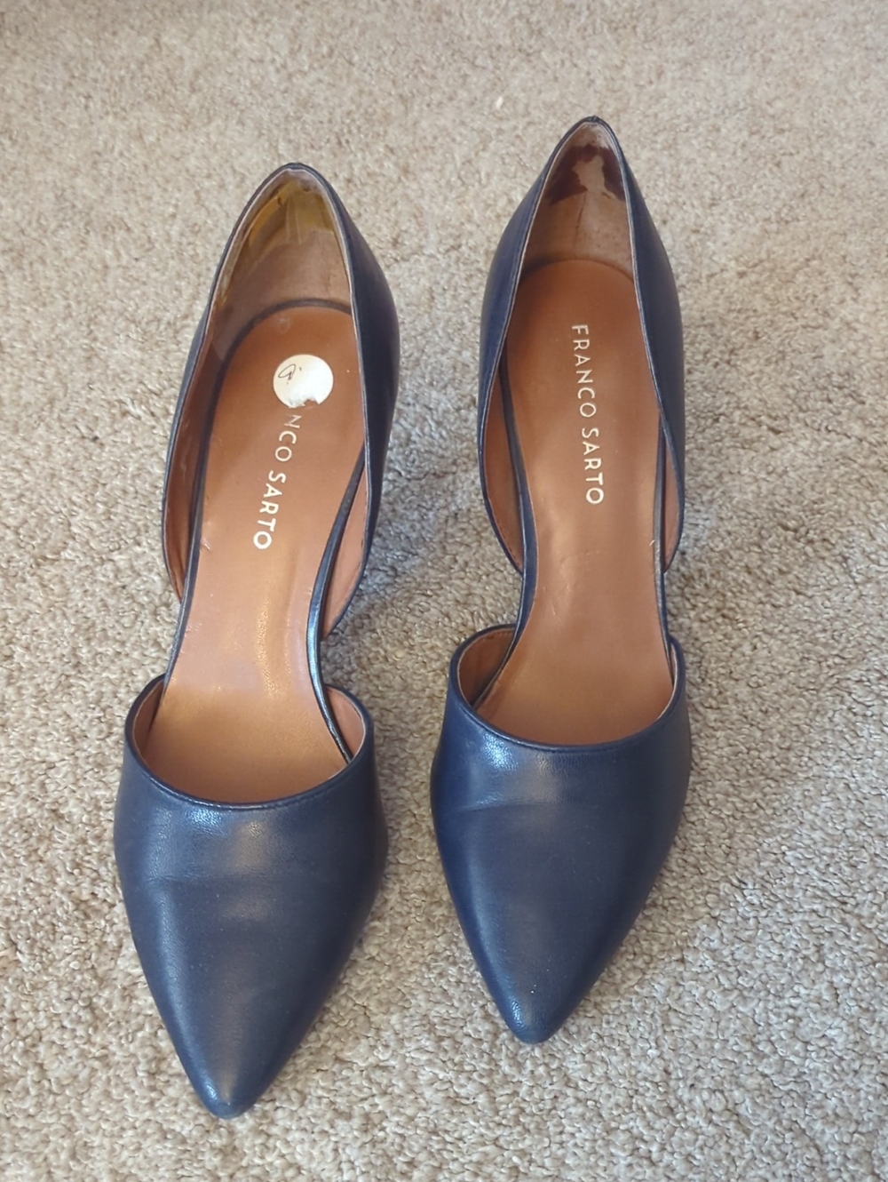 Franco Sarto Pointed Toe Heels in Navy Blue - Picture 2 of 5